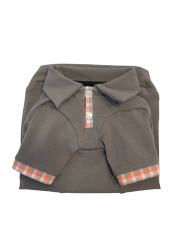 Polo - Grey and salmon checks