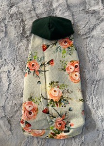 Chandail long à capuche - Fleuri effet matelassé & vert