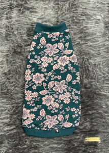 Organic cotton hoodie (with or without hood) - Teal &amp; pink floral