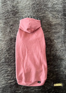 Chandail long à capuche Henley - Bois de rose & rayé