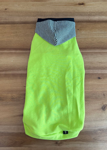 Chandail long à capuche - Lime et rayé