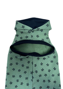 Cotton hoodie - Khaki black flowers