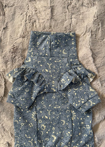 Col roulé RUFFLES - Fleuri bleu denim