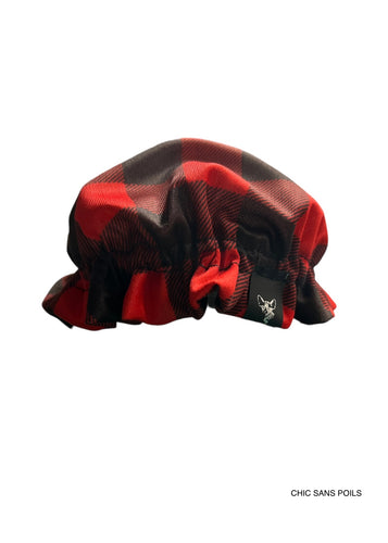 Shower cap - Red plaid READY TO SHIP