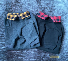 Charger l&#39;image dans la galerie, Chandail long col chemise - Charcoal plaid jaune foncé