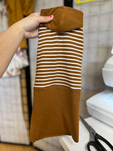 Chandail long à capuche curve - Caramel & rayé