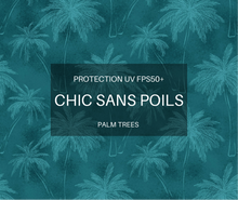 Load image into Gallery viewer, UV protection SPF 50+ ECO - Palm Trees BLACK SLEEVES &amp; COLLAR