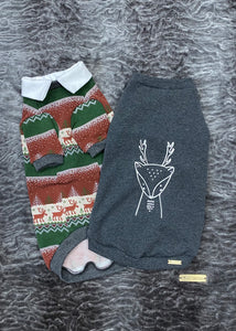 RUFFLES long sleeve sweater - Deer on gray background