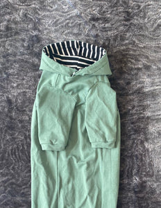 Chandail  long à capuche - Vert matcha & rayé