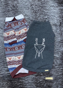 RUFFLES long sleeve sweater - Deer on gray background