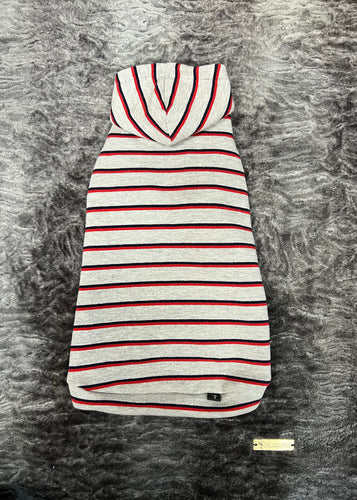 Cotton Hoodie - Red-Navy & Grey Striped