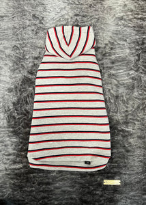 Cotton Hoodie - Red-Navy &amp; Grey Striped