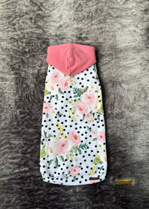 Long hooded sweater - Floral dots