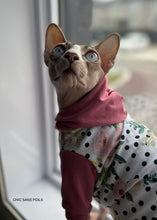Load image into Gallery viewer, Long hooded sweater - Floral dots