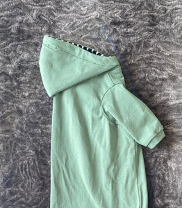 Chandail  long à capuche - Vert matcha & rayé